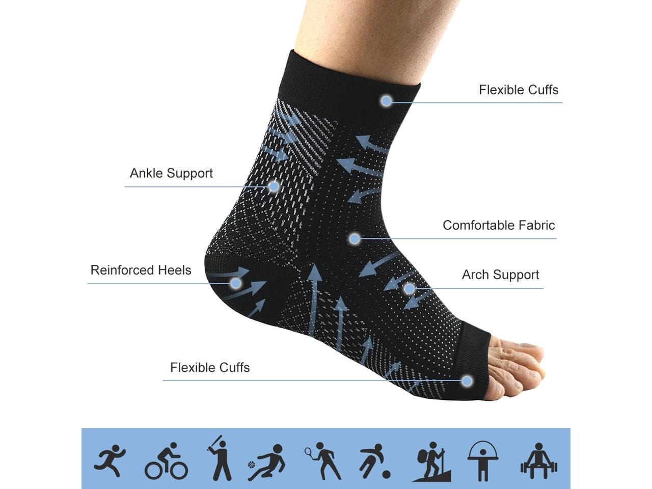 "Medical Certification" Compression Foot Sleeves Men Women Compression Socks with Arch Heel Support