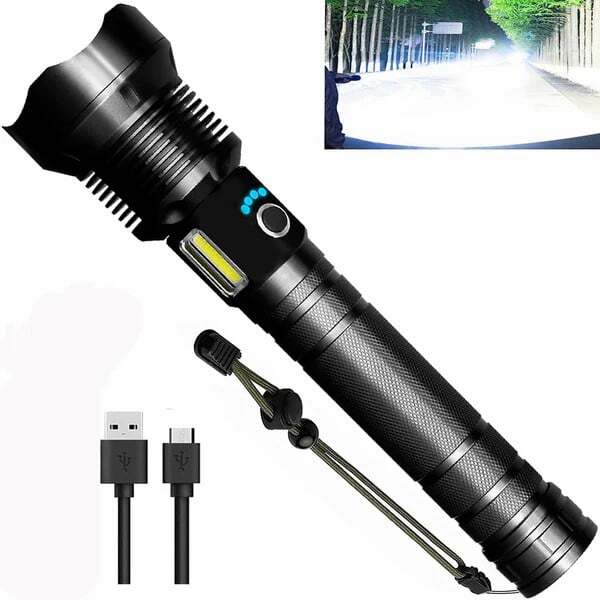 LED Rechargeable Laser Flashlight 90000 High Lumens