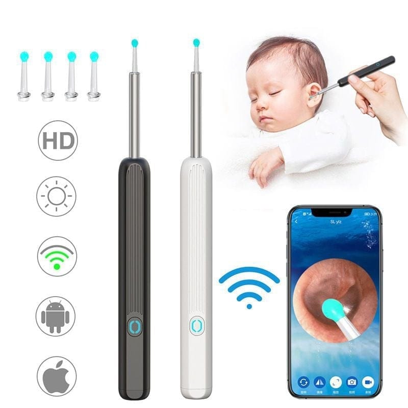 LAST DAY-50%OFFClean Earwax-Wi-Fi Visible Wax Removal Spoon, USB 1296P HD Load Otoscope